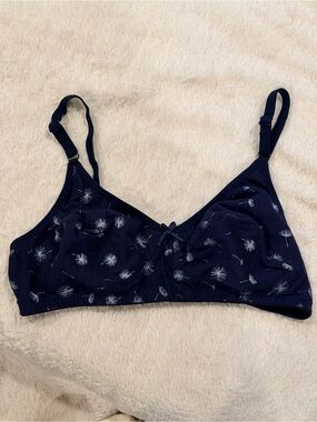 38B • Soft Navy Blue Dandelion print Clovia Bra No wire, no lining